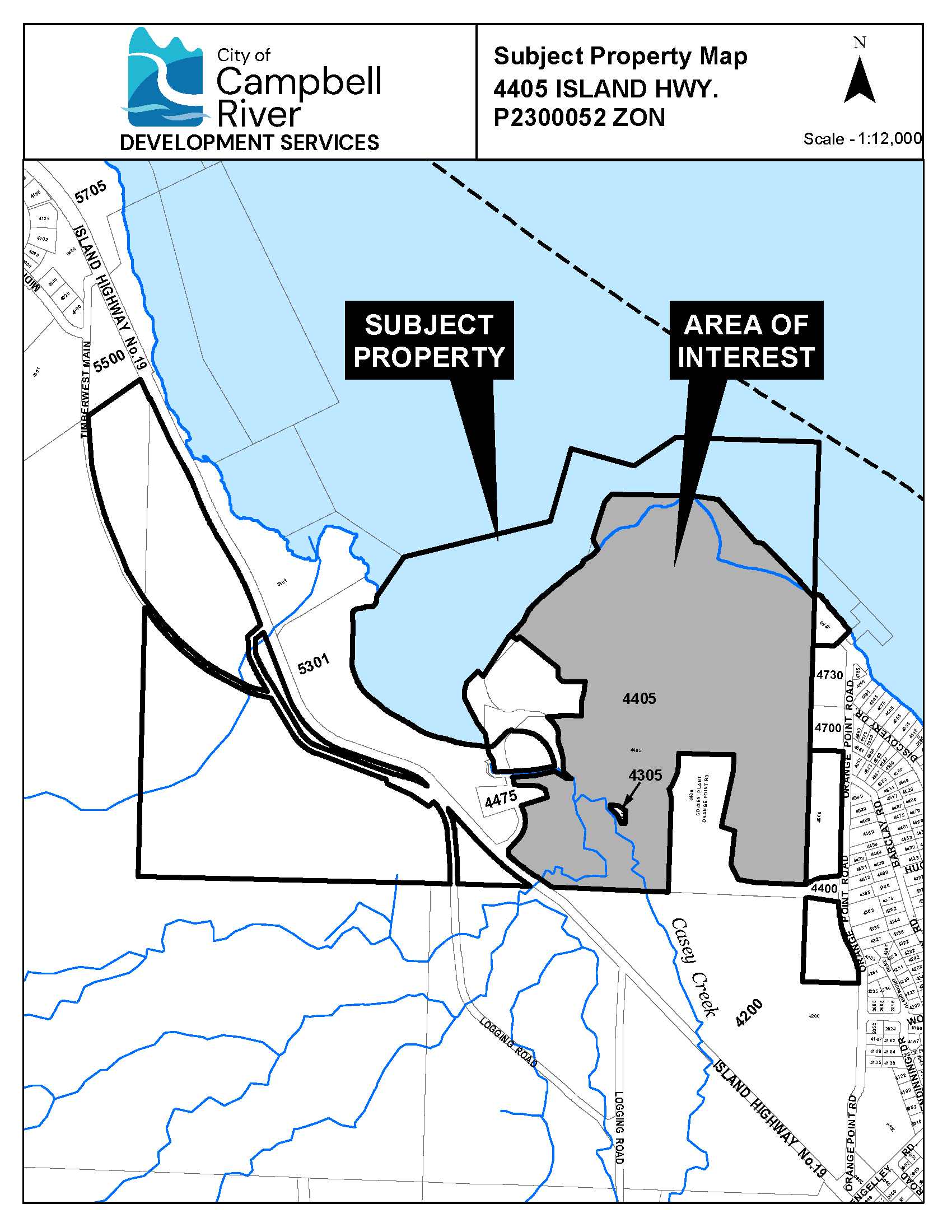 Map showing the area at 4405 Island Highway